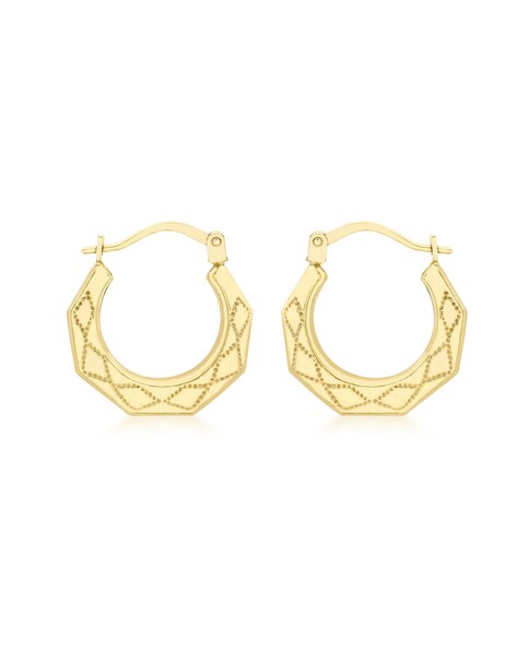 9Ct Gold Patterned Creole Earrings